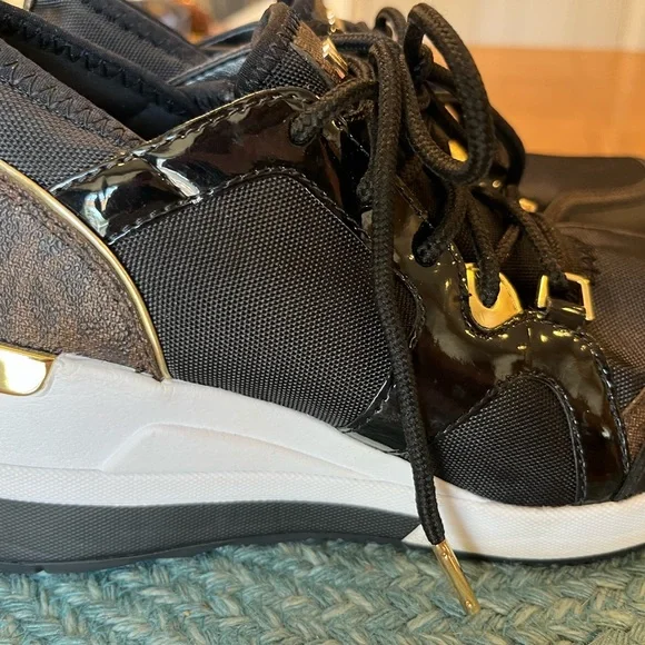 Michael Kors Black and Gold Accent Sneakers - Picture 5 of 12
